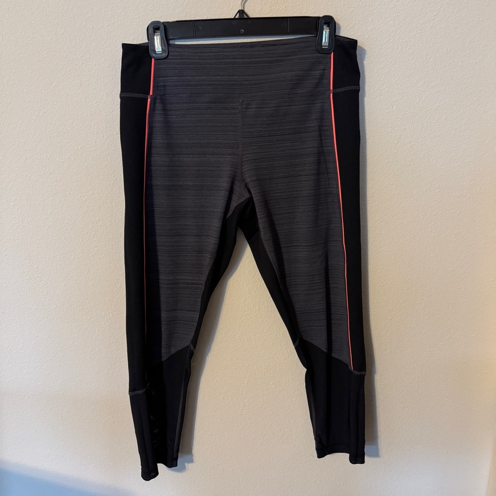 Zella Black and Space Gray Leggings with Pink Accents
